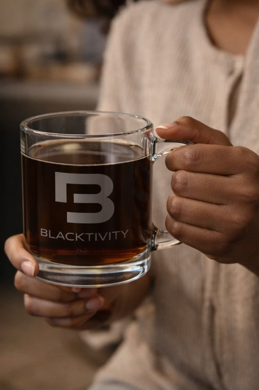 Etched Blacktivity Logo 10oz Clear Glass Mug